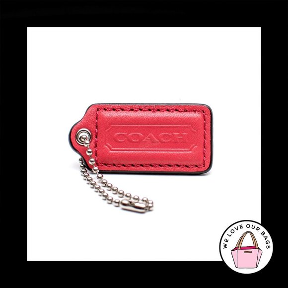 2" Medium COACH Pink LEATHER Nickel Key Fob Bag Charm Keychain Hang Tag - Picture 1 of 1